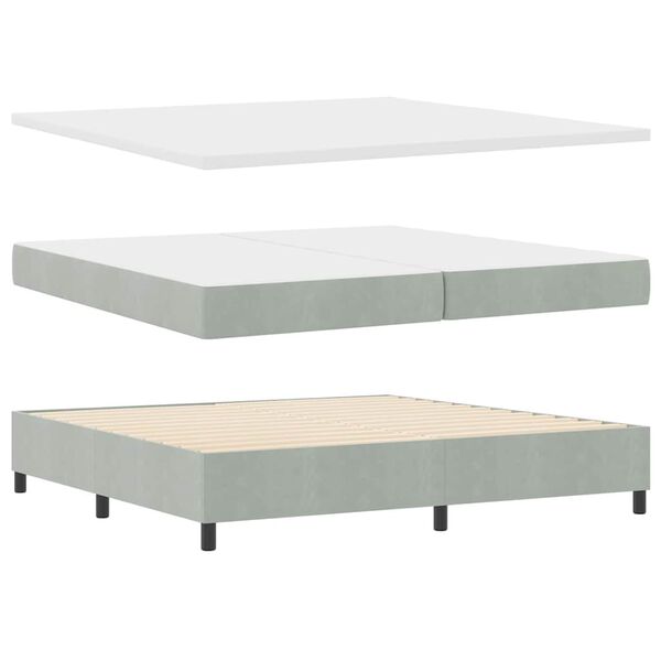 vidaXL Cama tipo Box Spring Gris claro 200 x 200 cm Terciopelo