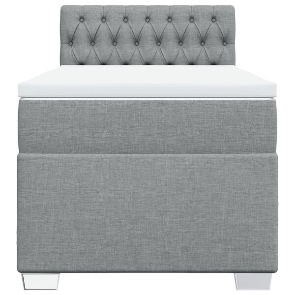 vidaXL Cama box spring con colch&oacute;n tela gris claro 90x190 cm
