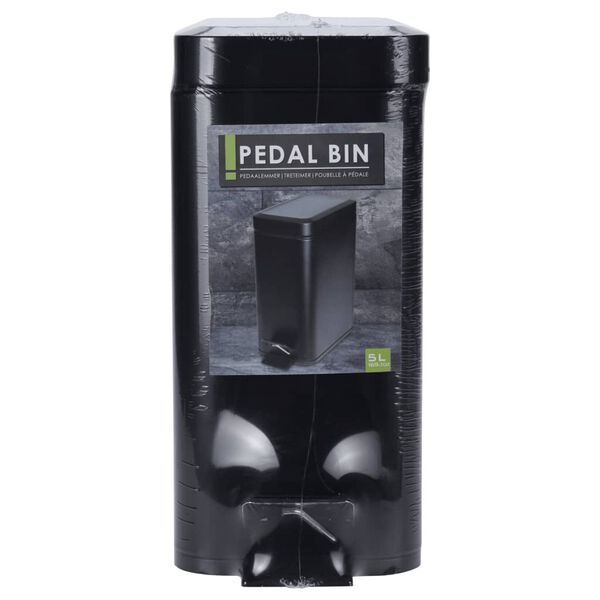 Excellent Houseware Cubo de basura con pedal negro mate 5 L