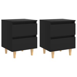 vidaXL Mesitas de noche 2 uds con patas madera pino negro 40x35x50 cm