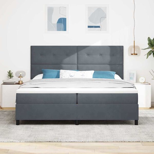 vidaXL Cama tipo Box Spring Gris oscuro 200 x 200 cm Terciopelo
