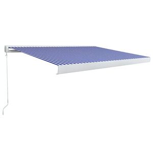 vidaXL Toldo de carrete manual azul y blanco 350x250 cm