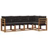 vidaXL Conjunto de sof&aacute;s de exterior con coj&iacute;n 5 pcs Natural y negro