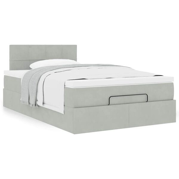 vidaXL Cama otomana con colch&oacute;n 120x190 cm terciopelo gris claro