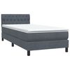 vidaXL Cama box spring con colch&oacute;n y LED terciopelo gris oscuro 80x220 cm