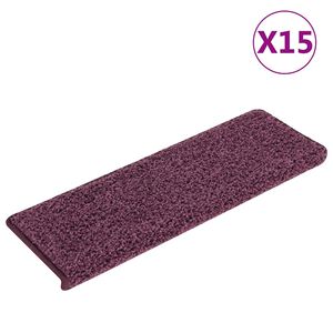vidaXL Felpudos para escaleras (15 unidades, 65 x 21 x 4 cm, color morado oscuro, borde rectangular)