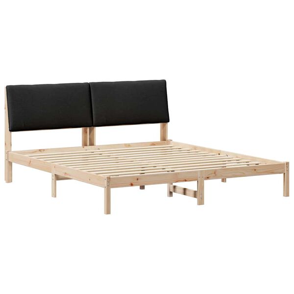 vidaXL Estructura de cama con cabecera Marr&oacute;n y negro 180 x 200 cm