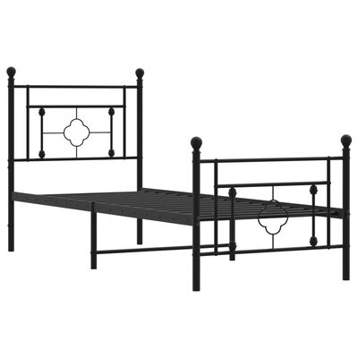 vidaXL Estructura de cama con cabecero y estribo metal negro 80x200 cm
