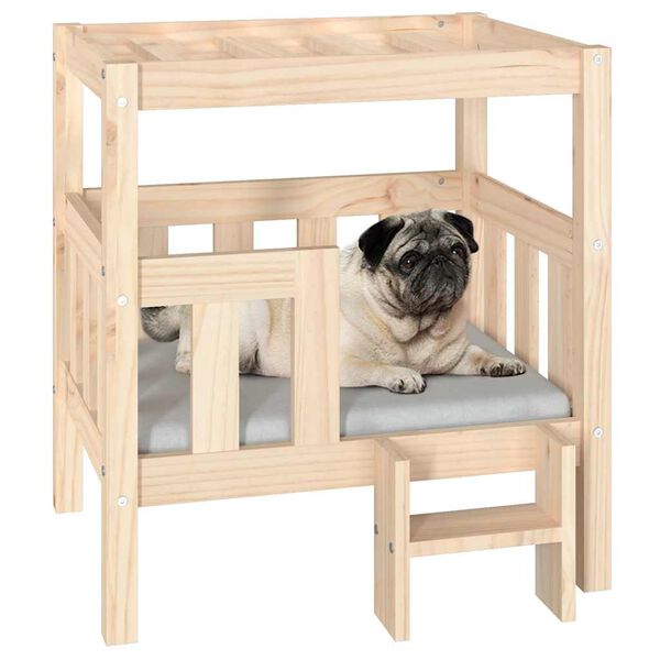 vidaXL Cama para perros madera maciza de pino 65,5x50,5x70 cm