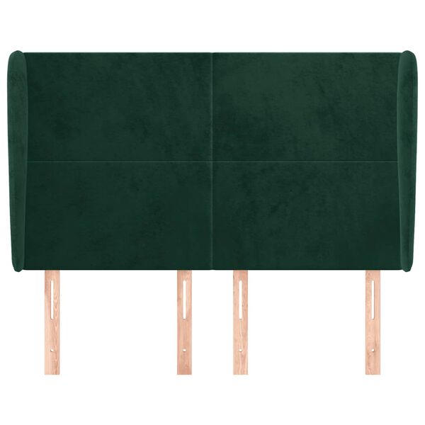 vidaXL Cabecero con orejas de terciopelo verde oscuro 147x23x118/128cm