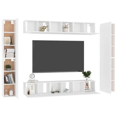 vidaXL Set de muebles de salón TV 10 pzas madera de ingeniería blanco
