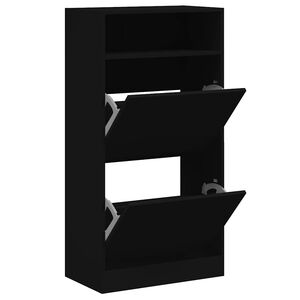 vidaXL Zapatero de madera de ingenier&iacute;a negro 60x34x116 cm