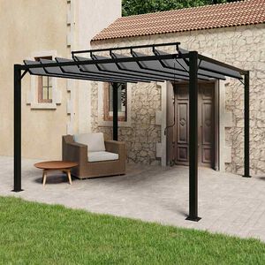 vidaXL Cenador con techo de lamas tela antracita y aluminio 3x3 m