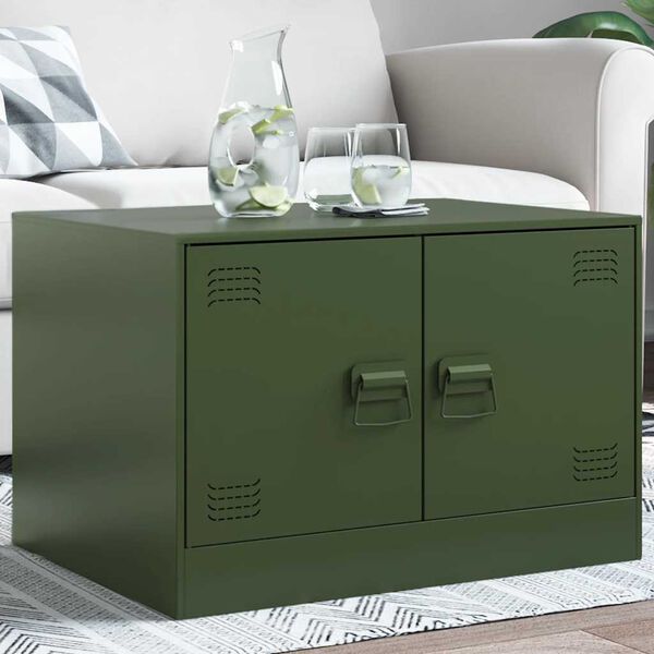 vidaXL Mesa de centro acero verde oliva 67x50x44 cm