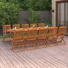 vidaXL Set comedor de jard&iacute;n 11piezas madera maciza acacia 280x90x75cm