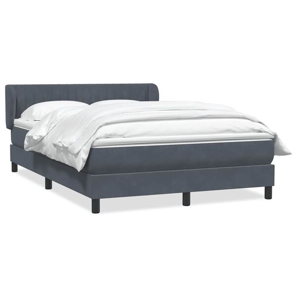 vidaXL Cama box spring con colch&oacute;n terciopelo gris oscuro 140x220 cm