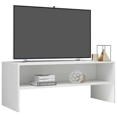vidaXL Mueble de TV madera contrachapada blanco brillante 100x40x40 cm