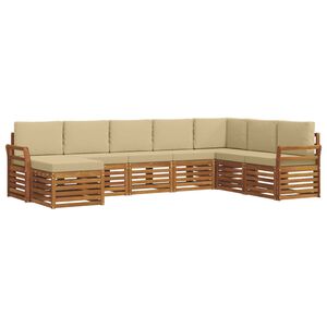 vidaXL Conjunto de sof&aacute;s de exterior con coj&iacute;n 8 pcs Natural y Beige