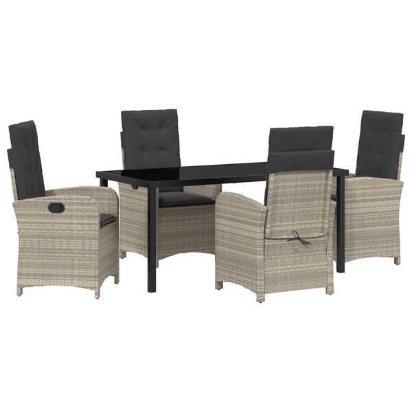vidaXL Conjunto de Comedor de Jard&iacute;n 5 pcs Gris Claro rat&aacute;n sint&eacute;tico