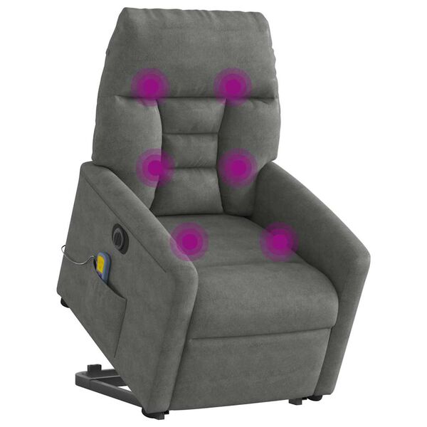 vidaXL Sill&oacute;n masaje el&eacute;ctrico reclinable elevable tela gris oscuro