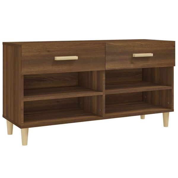 vidaXL Mueble zapatero madera contrachapada marrón roble 102x35x55 cm