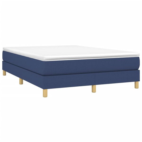 vidaXL Cama box spring con colch&oacute;n tela azul 140x200 cm