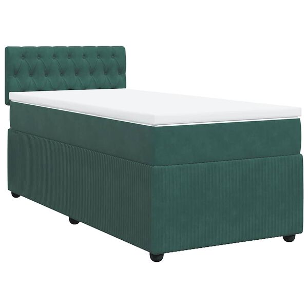 vidaXL Cama box spring con colchón terciopelo verde oscuro 90x200 cm