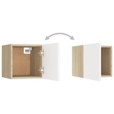 vidaXL Mueble de salón pared 2 uds blanco y roble Sonoma 30,5x30x30 cm