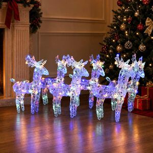 vidaXL Renos de Navidad 6 unidades 240 LED acr&iacute;lico multicolor