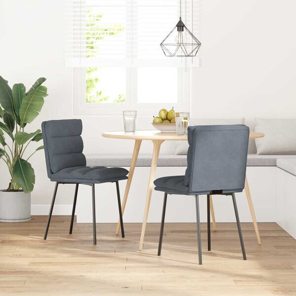 vidaXL Sillas de comedor 2 unidades terciopelo gris oscuro