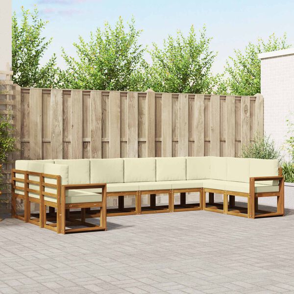 vidaXL Conjunto de sof&aacute;s de exterior con coj&iacute;n 10 pcs Natural y Crema