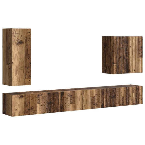 vidaXL Conjunto de mueble para TV de pared 6 pcs Madera envejecida
