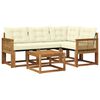 vidaXL Conjunto de sof&aacute;s de exterior con coj&iacute;n 5 pcs Natural y Crema