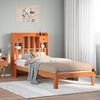 vidaXL Cama con estanter&iacute;a sin colch&oacute;n madera maciza marr&oacute;n 75x190 cm