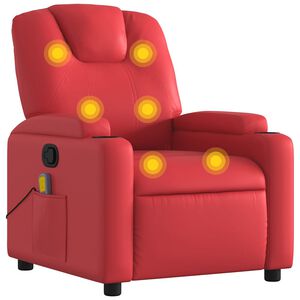 vidaXL Sill&oacute;n de masaje reclinable cuero sint&eacute;tico rojo