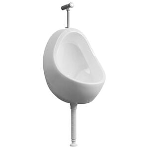 vidaXL Urinario de pared con v&aacute;lvula de descarga cer&aacute;mica blanco