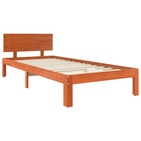vidaXL Estructura de cama con cabecera Marr&oacute;n cera 90 x 190 cm