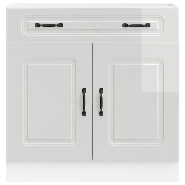 vidaXL Mueble bajo cocina Kalmar madera ingenier&iacute;a blanca alto brillo