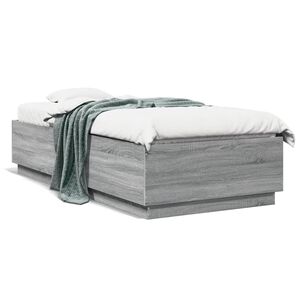 vidaXL Estructura de cama madera de ingenier&iacute;a gris Sonoma 90x200 cm