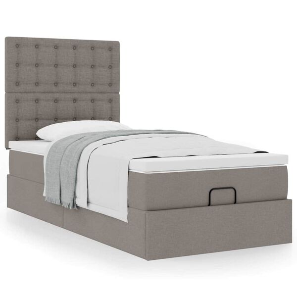 vidaXL Cama otomana con colchón tela gris pardo 100x200 cm