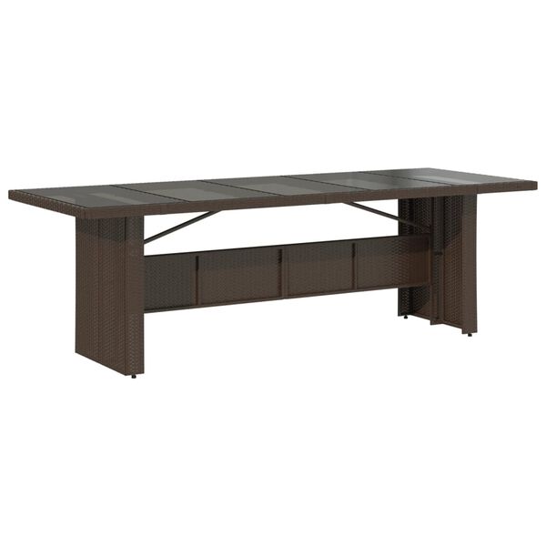 vidaXL Set de mesa y sillas jard&iacute;n 9 piezas y cojines rat&aacute;n PE marr&oacute;n