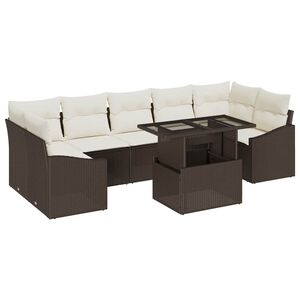 vidaXL Conjunto de sof&aacute; de jard&iacute;n 8 uds. Marr&oacute;n y crema