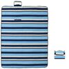 vidaXL Manta de picnic plegable terciopelo rayas azul blanco 200x150cm