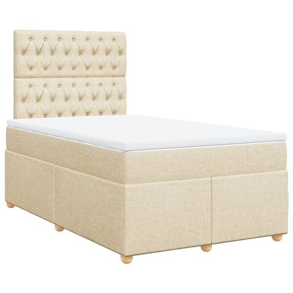 vidaXL Cama box spring con colch&oacute;n tela color crema 120x200 cm