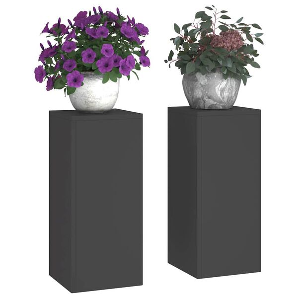 vidaXL Soporte de plantas 2 pcs Negro 24 x 24 x 55 cm Acero