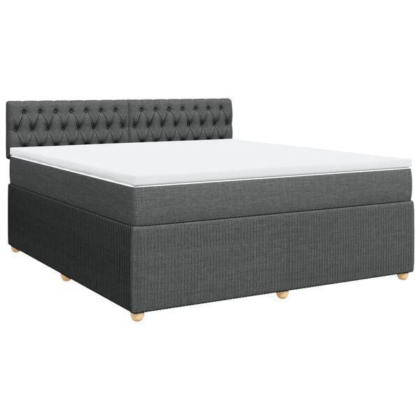 vidaXL Cama box spring con colch&oacute;n tela gris oscuro 180x200 cm