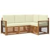 vidaXL Conjunto de sof&aacute;s de exterior 4 uds. Natural y Crema Poli&eacute;ster