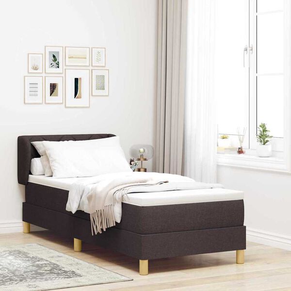 vidaXL Cama tipo Box Spring con colch&oacute;n Marr&oacute;n Oscuro 80 x 200 cm tela