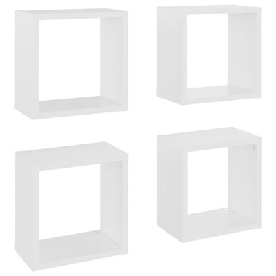 vidaXL Estantes cubo de pared 4 unidades blanco 26x15x26 cm
