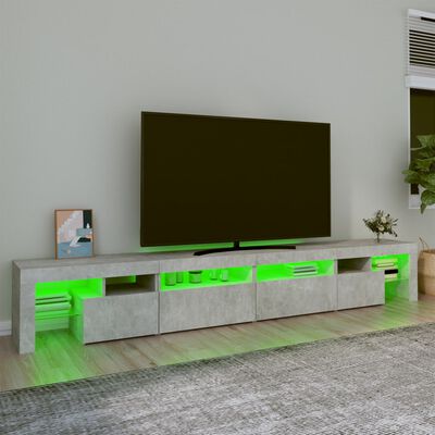 vidaXL Mueble de TV con luces LED gris hormigón 260x36,5x40 cm